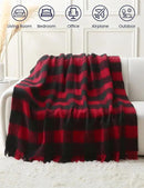 ZonLi Christmas Buffalo Plaid Throw Blanket, 50" x 60" Black and Red Decorative Blankets with Tassel for Couch, Bed, Sofa, Chair, Outdoor, Cozy Warm Lightweight Farmhouse by CozyNest Decor