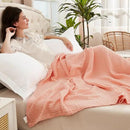 EMME Muslin and Cotton Twin Blankets for Couch Breathable Gauze Blanket All Season Soft and Lightweight Pre-Washed Cotton Blanket (Pink, 60"x80") by CozyNest Decor