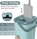 Aifacay Mop and Bucket with Wringer Set, Flat Wall Mop and Bucket Set with 4 Reusable Microfiber Pads, Hand Wash Free Floor Cleaning System Wet and Dry Use for Hardwood Tile Window Corner Baseboard by CozyNest Decor