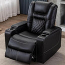 CANMOV Electric Power Recliner Chair Set of 3, Breathable Leather Home Theater Seating with Hidden Arm Storage, Power Recliner Chair with USB Ports and Cup Holders for Living Room,Black by CozyNest Decor