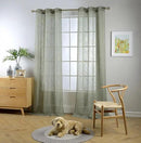 MIUCO Semi Sheer Curtains Poly Linen Textured Solid Grommet Curtains 95 Inches Long for Bedroom 2 Panels (2 x 37 Wide x 95" Long) Sage by CozyNest Decor