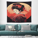 Japanese Woman Geisha Tapestry Asian Cherry Blossom Red Sun Traditional Kimono Folk Tapestries Home Decor for Living Room Bedroom Apartment Farmhouse Dorm 60"x50" by CozyNest Decor