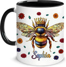 Hyturtle Personalized Floral Bee Mug - Bee Keeper Gifts For Women Lovers Teacher - Honey Gifts For Beekeeper Farmer On Birthday - Queen Honeycomb Decor - Custom Coffee Cup Ceramic Mug 11 Oz 15 Oz by CozyNest Decor