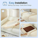 Individual Couch Cushion Covers, Stretch Sectional Couch Covers for L Shaped Sofa, Softer Chenille Sofa Covers for 2 Couch Cushions, Non-Slip Seat Slipcover Protector (2 Piece, Beige) by CozyNest Decor