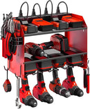 CCCEI Modular Power Tool Organizer Wall Mount with Charging Station. Garage 4 Drill Storage Shelf with Hooks, Screwdriver, Drill Bit Heavy Duty Rack, Tool Battery Holder Built in 8 Outlet Power Strip. by GreenHaven Gardens