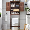 Over The Toilet Storage Cabinet, Farmhouse Bathroom Cabinet with Adjustable Shelf & Barn Door, 67" Tall Over The Toilet Shelf, Brown by CozyNest Decor
