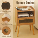 AWASEN Mid Century Nightstand with Charging Station, Modern Bedside Table with Glass Decorative Drawer, Small End Side Table with 2 Tiers Storage for Bedroom, Office and Small Space(Brown) by CozyNest Decor
