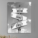 Personalized Gifts for Mom Family Names Street Custom Multi-Name Date of Birth Vintage Street Sign Happy Mothers Day Canvas Wall Art Best Christmas Gifts for Mommy from Daughter Son Children Kids