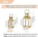 NUPTIO Gold Lanterns Decorative Indoor: 8.6 Inch Tall Metal Lantern with Glass for Pillar Candle - Fireplace Decor for Christmas Home Living Room Mantle Porch Wedding by CozyNest Decor