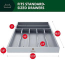 ROYAL CRAFT WOOD Luxury Bamboo Kitchen Drawer Organizer - Silverware Organizer - Utensil Holder and Cutlery Tray with Grooved Drawer Dividers for Flatware and Kitchen Utensils (7 Slot, Gray) by CozyNest Decor