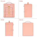 AKOZLIN Jewelry Box Organizer Functional Leather Jewelry Storage Case for Women Girls Ring Necklace Earring Bracelet Holder Organizer with Mirror Pink by TinyTreasures Baby Boutique
