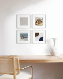 HAUS AND HUES Solid Oak Wood 12”x12” Picture Frames Matted to 8”x8” Set of 4-12x12 White Square Frames, White Wood Picture Frames, White Picture Frames for Wall, 12 x 12 Frames, Square Picture Frames by CozyNest Decor