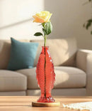 Nacome Fish Vase Glass Plant Terrarium with Wooden Stand,Planter Propagation Station for Home Office Hydroponics Desk Decoration,Unique Gardening Gifts for Plant Lovers Women Mom(Red) by CozyNest Decor
