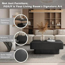 Lift Top Coffee Table with Storage, Solid Wood Coffee Table with Adjustable Height, Fluted Center Table Accent Tea Table for Living Room, Apartment, Office (38.6" Black) by CozyNest Decor