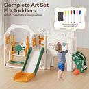 Mloong 12 in 1 Toddler Slide and Swing Set, Kids Slide for Toddlers 1-3 Years Old, Baby Playset Indoor Outdoor with Basketball Hoop Drawing Golf(Yellow & Green)(82×67×41in) by TinyTreasures Baby Boutique