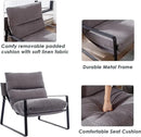 DUOMAY Modern Accent Arm Chair Set of 2, Comfy Linen Lounge Lazy Chair with Metal Leg, Mid-Century Corner Chair for Living Room Bedroom Office Apartment, Grey by CozyNest Decor