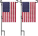 TOPFLAGS Garden Flag Stand with American Flag Garden Flag Metal Yard Flag Holder Pole Stake Small Flag Stands for Garden Flags 12 x 18 with Clips and Stopper 2 Pack by CozyNest Decor
