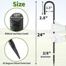 24 inches J Hook Rebar Stakes (16-Pack), Extra Long Garden Stakes with Chisel Point End Steel Rebar Ground Stakes for Tent Chain Link Fence and Outdoor Decorations Black Coated by CozyNest Decor