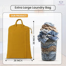 LFH Home Cotton Canvas Large Laundry Bag with Handle, Heavy Duty Drawstring Closure Washable Laundry Bags, School Travel, Home, Hotel, College Dorm, Organizer Sack, Toys Clothes 28x36-Yellow by TinyTreasures Baby Boutique