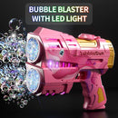 Jasny 2 Pack Rechargeable Dino Bubble Guns for Kids, LED Light Up Bubbles Machine Blower with 2 Bottles Refill Solution for Toddlers, Summer Wedding Toys Gift by TinyTreasures Baby Boutique