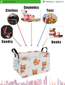 LANGYASHAN Rectangular Storage Bin Collapse Canvas Fabric Cartoon Storage Basket with Handles for Organizing Home Kitchen Boys and Girls Toys Office Closet Shelf Baskets(Rec Fox) by TinyTreasures Baby Boutique
