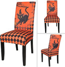 JQinHome Orange Halloween Chair Slipcover,Cat Chair Covers Set of 4, High Stretch Washable Chair Protector Cover for Dining Room, Kitchen,Home Party,Wedding Ceremony(Cat Orange,4PC) by CozyNest Decor