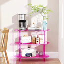 Clear Bookshelf, Acrylic Bookcase with Open Book Shelf Console Table for Entryway Office (3 Tier Pink) by CozyNest Decor