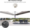 PURPLE LEAF 10' X 6.5' Left-right Tilting Outdoor Patio Umbrella Swivel Offset Cantilever Heavy Duty Rectangle Aluminum Umbrella with UV Resistant for Deck Pool Patio Backyard, Ash Mocha by GreenHaven Gardens