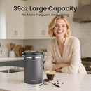 Veken Coffee Canister, 39OZ Large, Airtight Stainless Steel Food Storage Container for 2.2lbs Coffee Beans, Ground, Sugar, Tea, Flour, Rice, Cereal, Cookies Jars, Bar Accessories & Gifts, Gray by CozyNest Decor