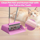 JOYMOOP Pink Broom and Dustpan Set, Upright Angle with Built-in Comb Teeth for Kitchen, Lobby, Pet Hair and Hard Floors by CozyNest Decor