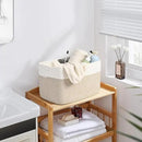 Shelf Baskets for Organizing, Woven Storage Basket for Shelves, Cotton Rope Storage Bins for Toys Books, Nursery Towel Baskets for Classroom, 14.96"X9.8"X8.85", 3-Pack White/Brown by CozyNest Decor