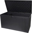 260 Gallon Outdoor Storage Box Waterproof, Extra Large Plastic Outside Deck Box Weatherproof, Resin Patio Storage Bin with Lock and Lids for Pool Equipment and Cushion, Black by GreenHaven Gardens