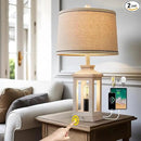 23.75" Retro Farmhouse USB C+A Ports Table Lamp with 3 Way Dimmable Touch Control White Nightlight Vintage Modern Lamp for Living Room Bedroom with 2 Light Sources by CozyNest Decor