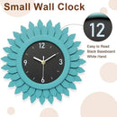 Honiway Wall Clock Battery Operated 12 Inch Rustic Wood Beach Sunburst Decorative Wall Clock Silent Non-Ticking Coastal Wall Decor Clocks for Living Room Kitchen Bathroom Bedroom (Cyan) by CozyNest Decor