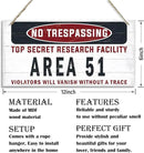 Warning Sign, Area 51 No Trespassing Warning Wood Plaque Sign, Funny Door Signs, Decorative Wood Hanging Suspension Plaque, Farmhouse Wooden Wall Decor by CozyNest Decor