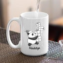 Customized Name Panda Bear Accent Coffee Cup, Personalized Panda Bear Ceramic Teacup Gift For Animal Lover Kids Child on Birthday Christmas, Cute Bears Travel Coffee Mug 11 Oz 15 Oz, Animal White Mug by TinyTreasures Baby Boutique