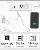 TUTOTAK End Table with Charging Station, Small Side Table with Outlets, Nightstand Bedside Table, 2-Tier Storage Shelf for Small Space, Living Room, Bedroom, Marble White TB01BMW040 by CozyNest Decor