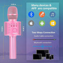 BONAOK Wireless Bluetooth Karaoke Microphone,3-in-1 Portable Handheld Karaoke Mic Speaker Machine Home Party Birthday for All Smartphones Q37 (P-Ink) by TinyTreasures Baby Boutique