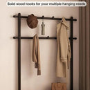 Coat Rack with Shoe Storage, Wooden Hall Tree with Bench, 11 Hooks and 2-Tier Storage Shelves, 3-in-1, Entryway Bench with Coat Rack (39.3"-Black) by CozyNest Decor