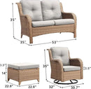 Outdoor Wicker Patio Furniture Set - 5 Piece Rattan Patio Conversation Set with 2 Rocking Swivel Chairs,2 Ottomans and 1 Loveseat for Porch Deck Backyard Garden(Yellow/Beige) by GreenHaven Gardens