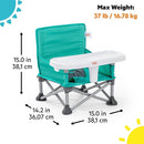 Bright Starts Pop 'N Sit Portable Booster, Indoor/Outdoor Use, Floor Seat with Feeding Tray, Teal, 6 Mos - 3 Yrs by TinyTreasures Baby Boutique
