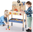 69‑Piece Wooden Kids Tool Bench – Montessori Toddler Workbench with Pretend Power Drill, Clock & Storage Shelf – STEM Construction Play Set for Boys & Girls Ages 3‑5 by TinyTreasures Baby Boutique