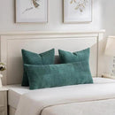 Fancy Homi Set of 2 Teal Boho Long Lumbar Body Decorative Throw Pillow Cover 14x36 Inch for Bed Couch Bedroom Bench, Soft Patchwork Corduroy Textured Pillow Case, Rustic Farmhouse Room Décor by CozyNest Decor