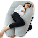 Meiz Pregnancy Pillow, Cooling Pregnancy Pillows for Sleeping, Full Body Pregnancy Pillow with Reversible Cooling Jersey Cover & Velvet Cover, Blue & Grey by TinyTreasures Baby Boutique