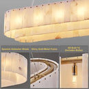 Alabaster Rectangular Chandelier for Dining Room, L39in Modern Chandeliers, Adjustable Marble Pendant Light Fixture, Rectangle Chandelier for Dining Table Living Room Kitchen Island (Bulbs INCL) by CozyNest Decor