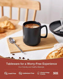 famiware Coffee Mugs Set of 6, Nebula 14oz Coffee Mugs, Ceramic Cup Set with Handle for Latte, Tea, Milk, Cappuccino, Cocoa, Matte Black by CozyNest Decor