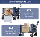 Collapsible Wagon Cart Foldable with Big Wheels Brakes, 250lbs Folding Utility Lightweight Garden Wagon, Portable Grocery Cart for Camping Shopping Sports Pets, Blue by GreenHaven Gardens