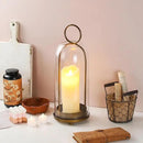 16" High Versatile Modern Metal Hurricane Lantern with Handmade Sturdy Glass Dome for Pillar Candle & Plants (Brass, 6.3"x16.5") by CozyNest Decor