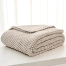 Longhui bedding Chunky Cable Knit Throw Blanket Lightweight Beige 100% Organic Cotton Blanket for Sofa Couch Bed Baby Nursery, Rustic Shabby Chic Modern Farmhouse, 51” x 63” Give Laundering Bag by CozyNest Decor