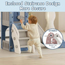 YUFU 5 in 1 Toddler Slide, Kids Slide with Climber, Basketball Hoop and Ball, Outdoor Indoor Playset for Toddlers Age 1-3 (Blue+Gray) by TinyTreasures Baby Boutique